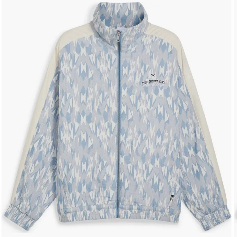 Men’s Puma T7 Track Jacket Basketball Nostalgia Geo Pattern Zen Blue Size XL NEW